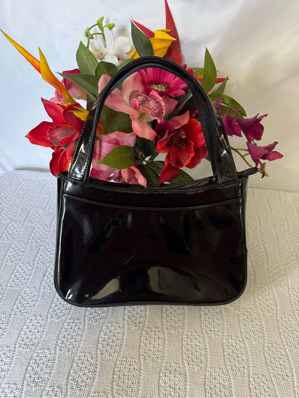 Bally vintage patent leather top handle small purse